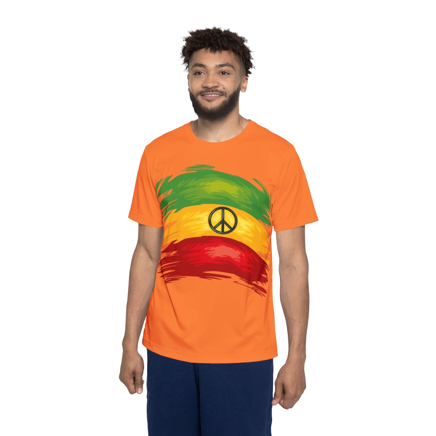 Orange Rasta Peace Men's Sports Jersey, Casual Tee, Athletic Wear, Music Festival Shirt, Gift for Him, Summer Sports Apparel