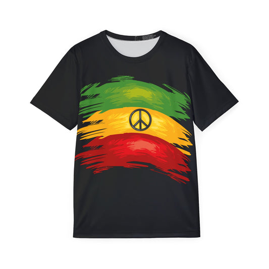Black Rasta Peace Men's Sports Jersey, Casual Tee, Athletic Wear, Music Festival Shirt, Gift for Him, Summer Sports Apparel